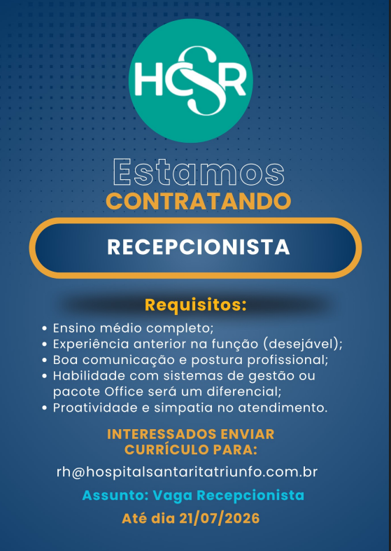 VAGA RECEPÇÃO